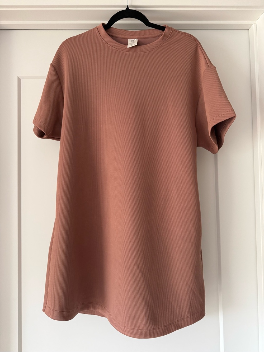 Woman’s Member’s Mark Sandwash Ribbed Short Sleeve Dress in Mauve Brown Sz L - Picture 5 of 9